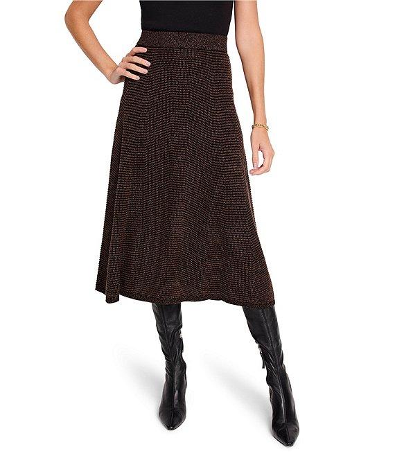 NIC + ZOE Textured Sweater Knit A-Line Midi Skirt Product Image