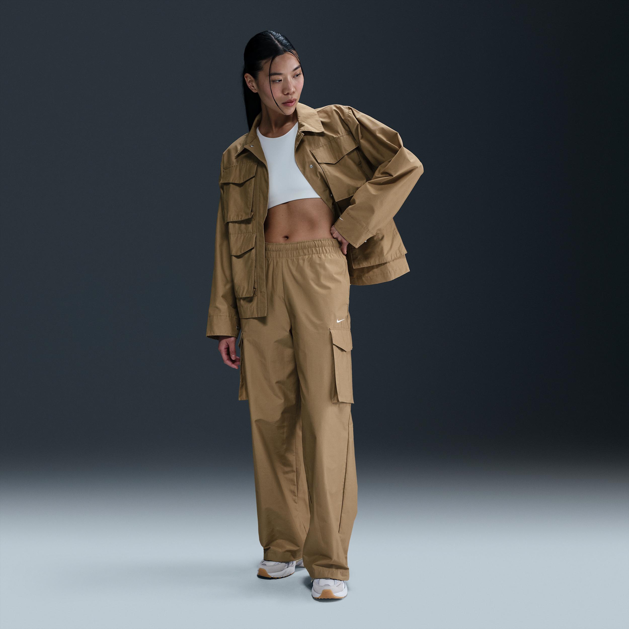 Nike Womens Nike NSW EVRTHNG Woven Mid Rise Cargo Pants - Womens Parachute Beige/White Product Image