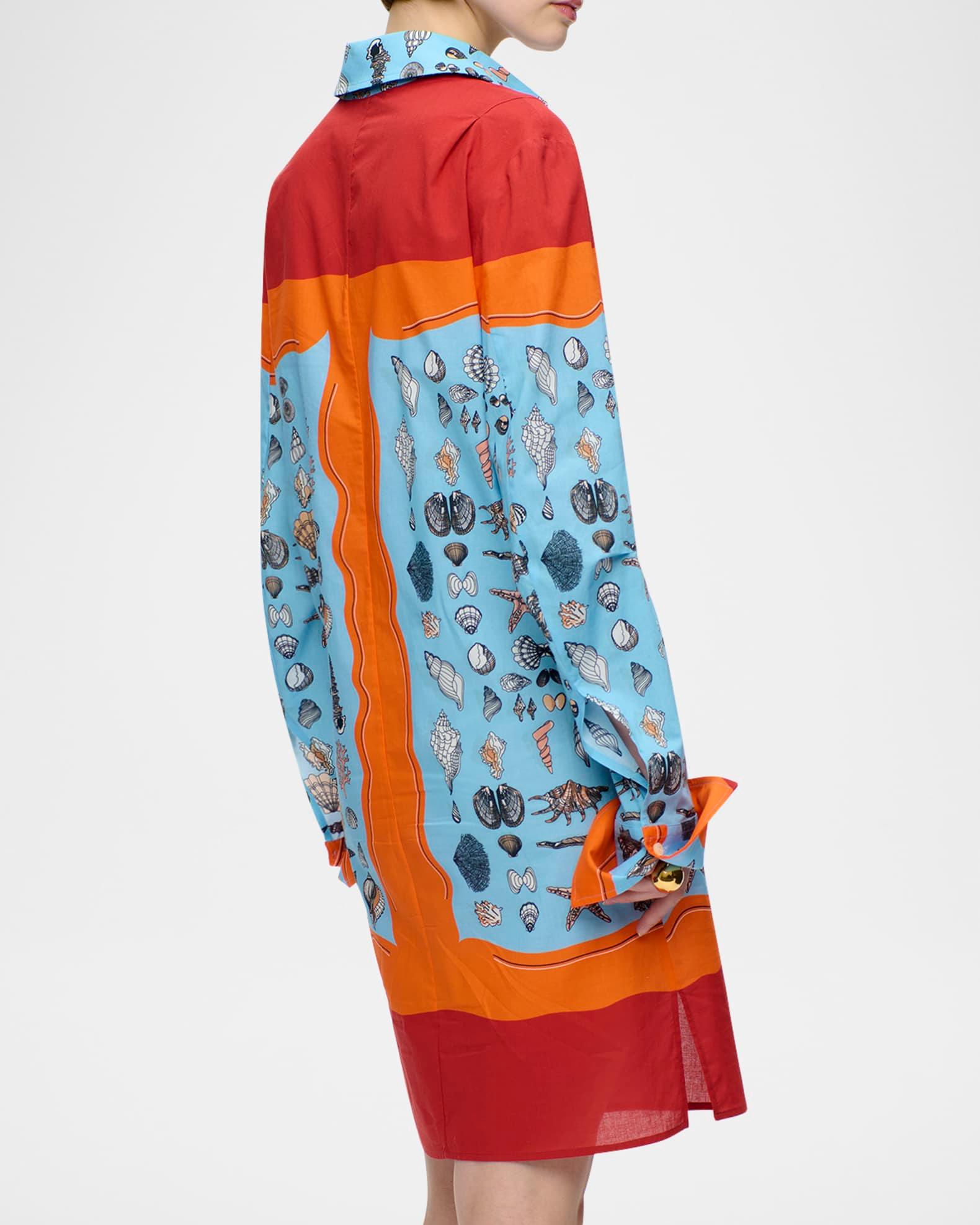 Charisse Shell-Print Cotton Shift Shirtdress Product Image