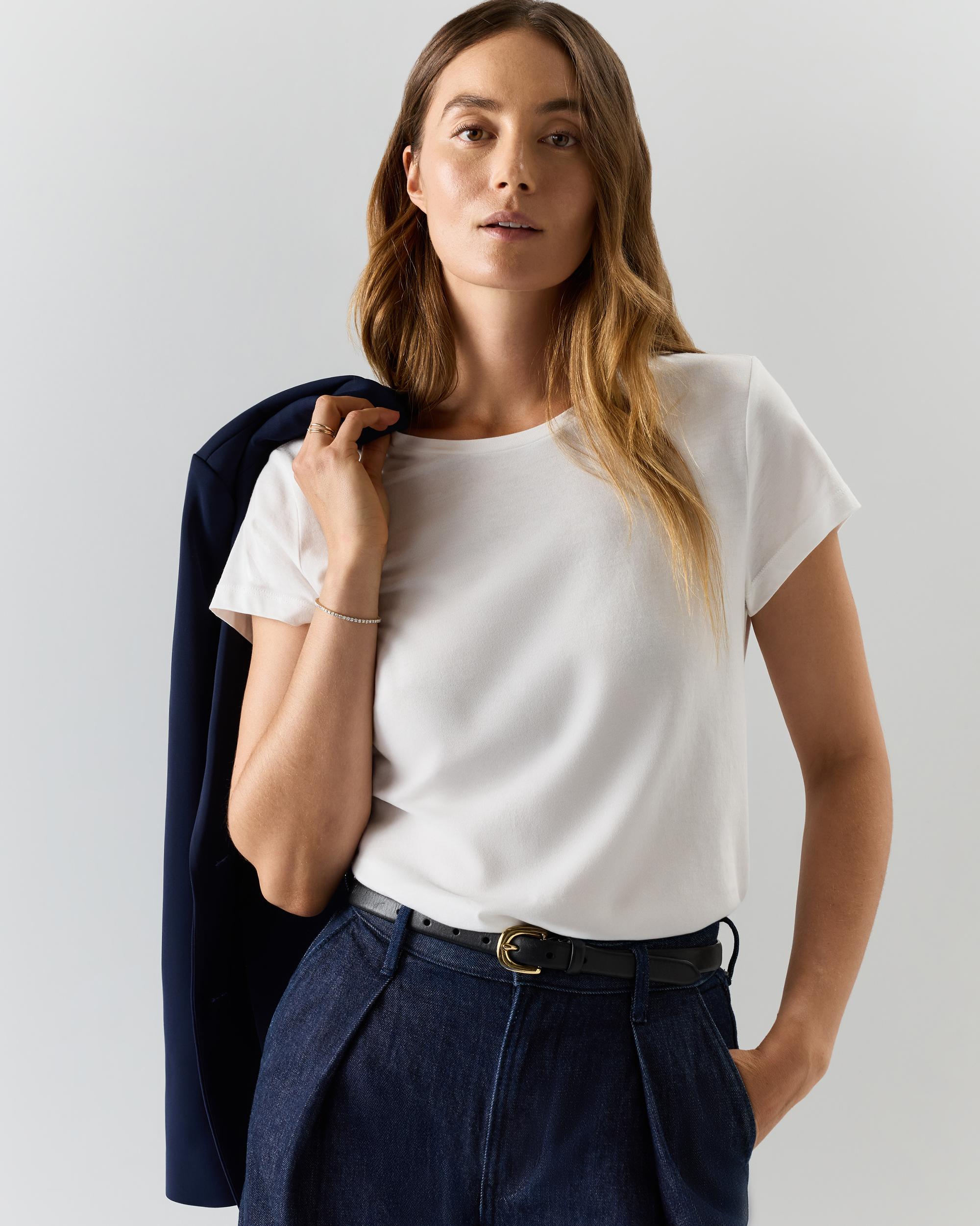 Quince | Women's Cotton Modal Crew Neck Swing T-Shirt Size XL, Cotton/Modal Product Image