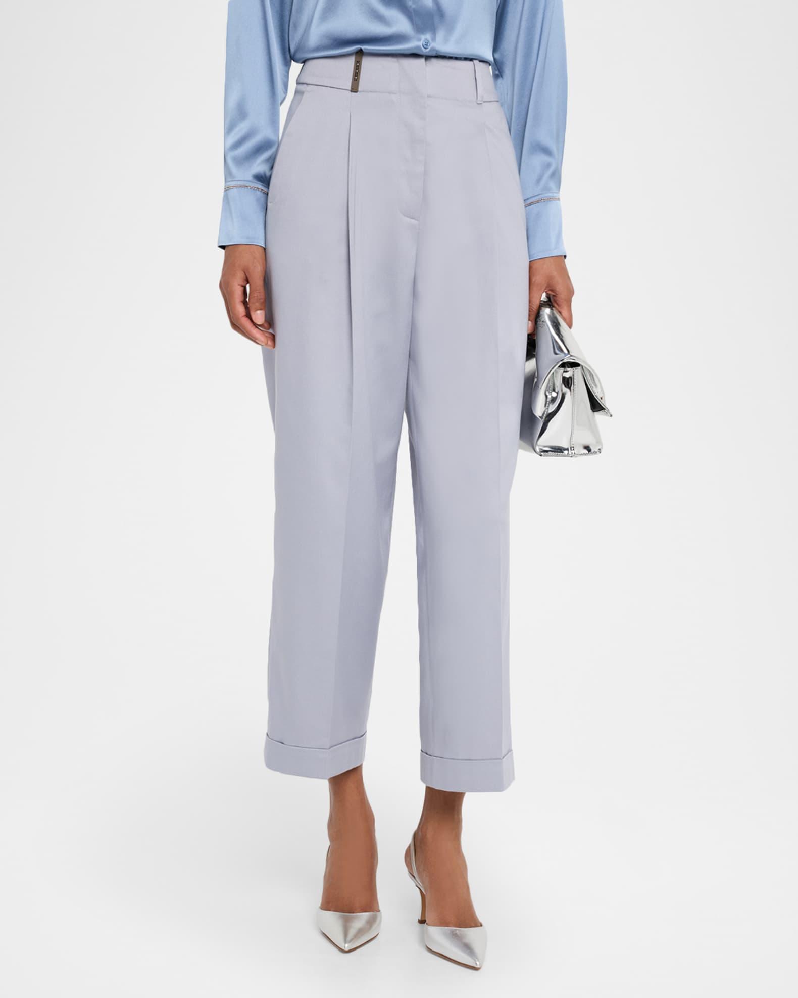 High-Rise Cropped Twill Pants Product Image