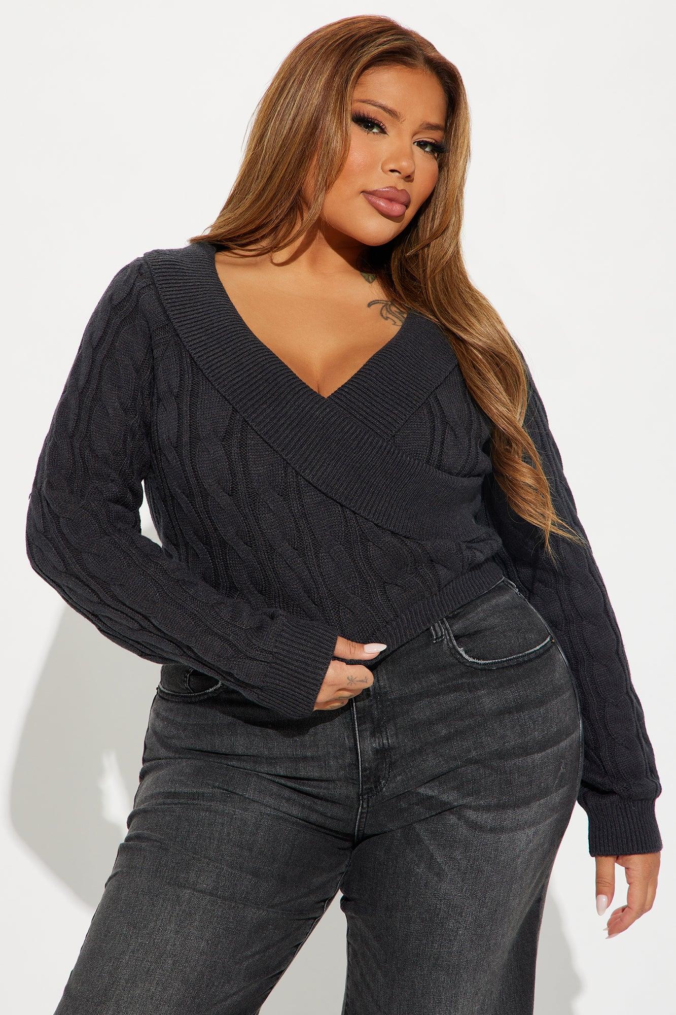 Doing My Best Cropped Sweater - Charcoal Product Image