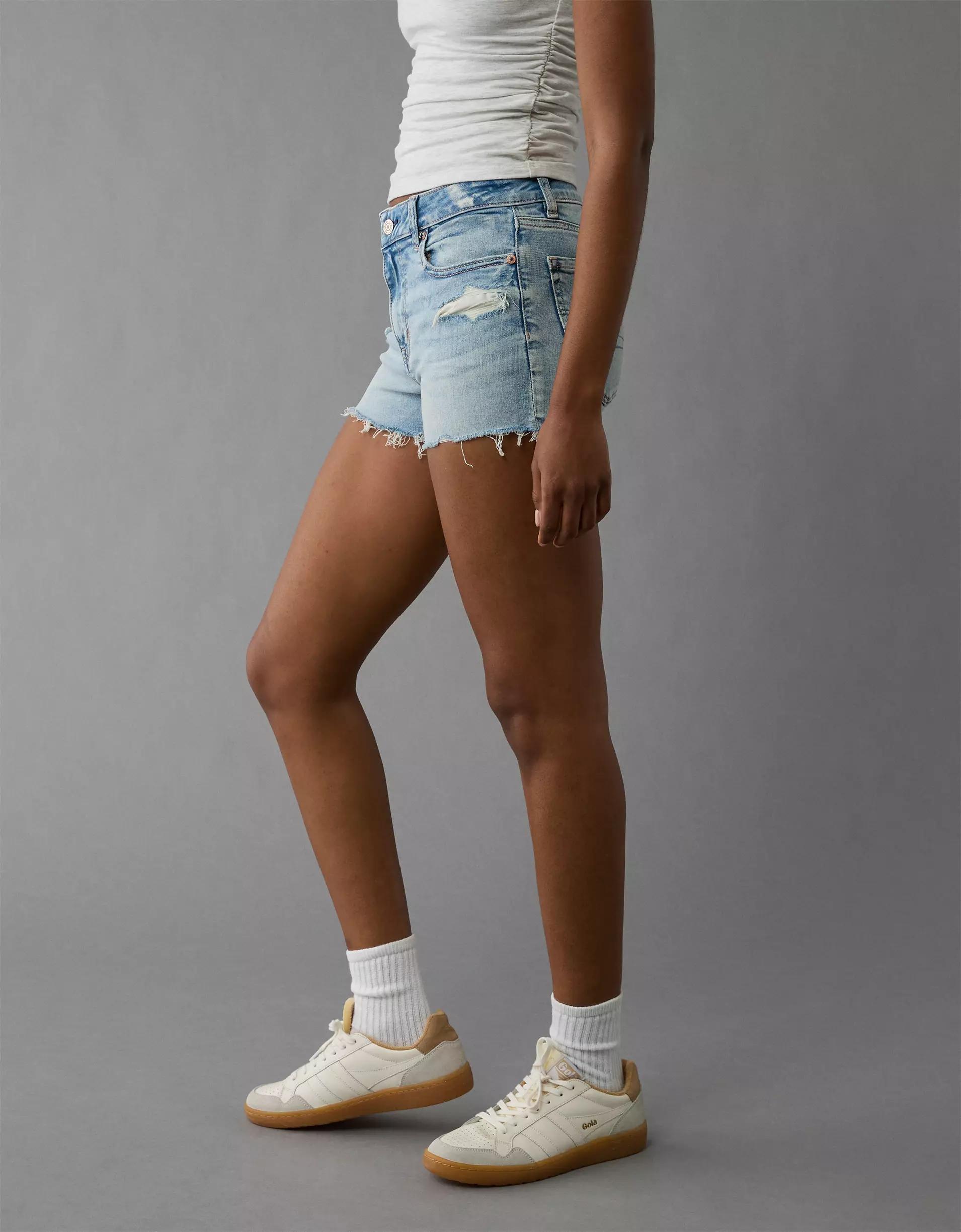 AE Next Level Ripped High-Waisted Denim Short Short Product Image
