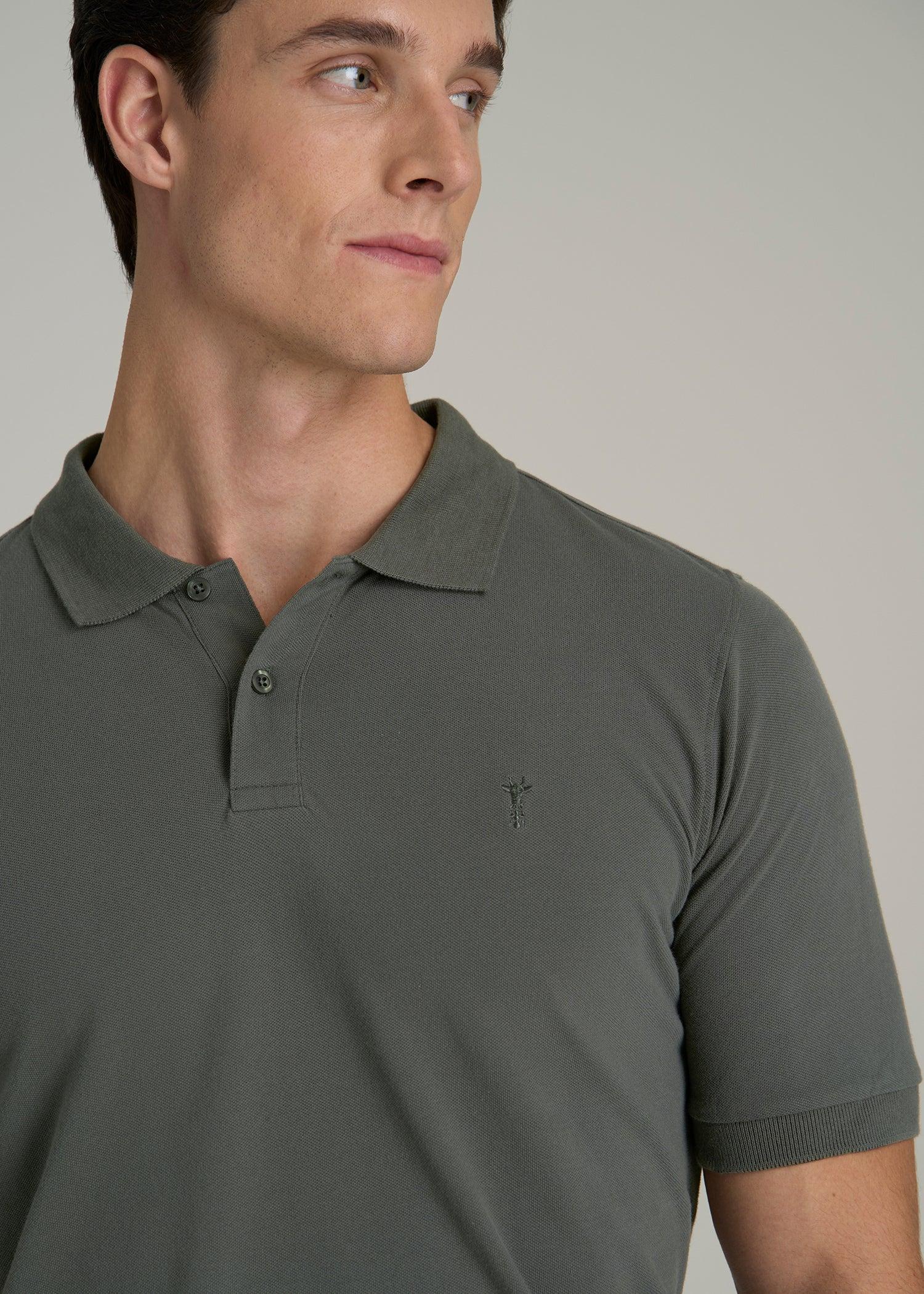 Classic Polo with Embroidered Logo for Tall Men in Spring Olive Male Product Image