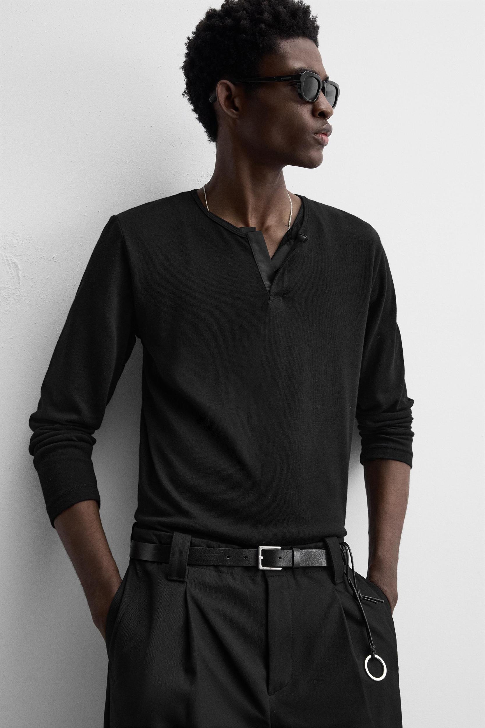 SEMI-SHEER T-SHIRT WITH FRONT OPENING Product Image