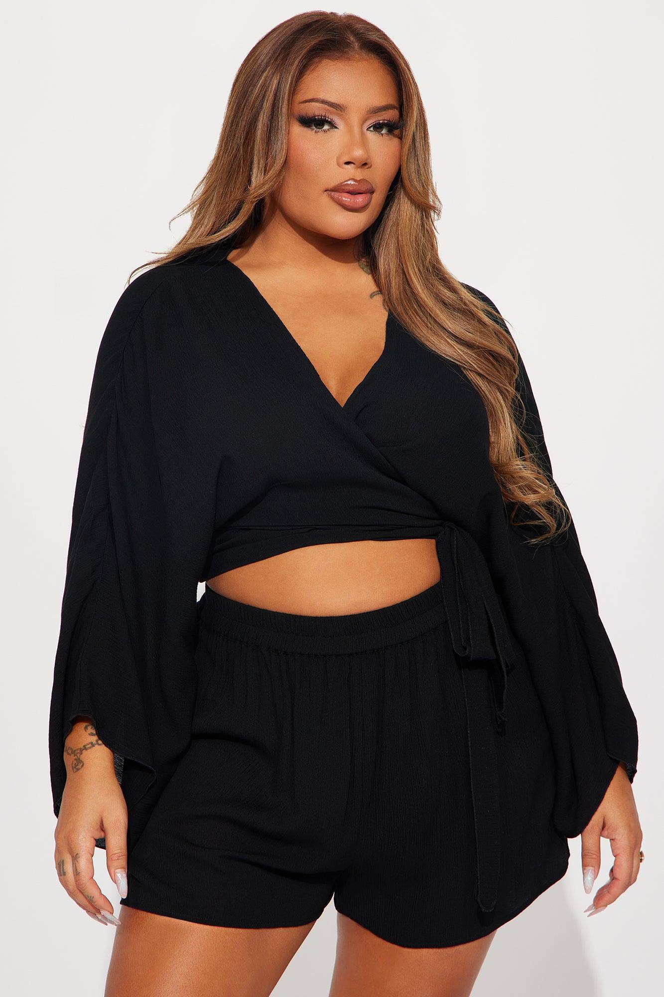 Breezy Nights Linen 2 Piece Cover Up - Black Product Image