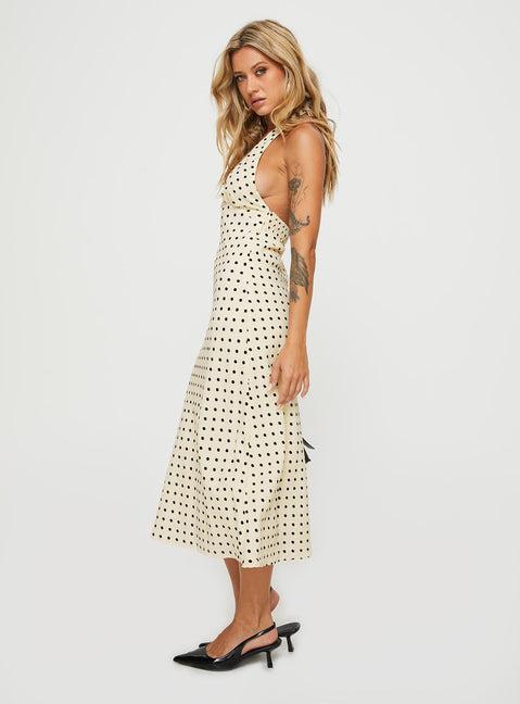 Kimbelle Halter Maxi Dress Cream / Polka Dot Product Image