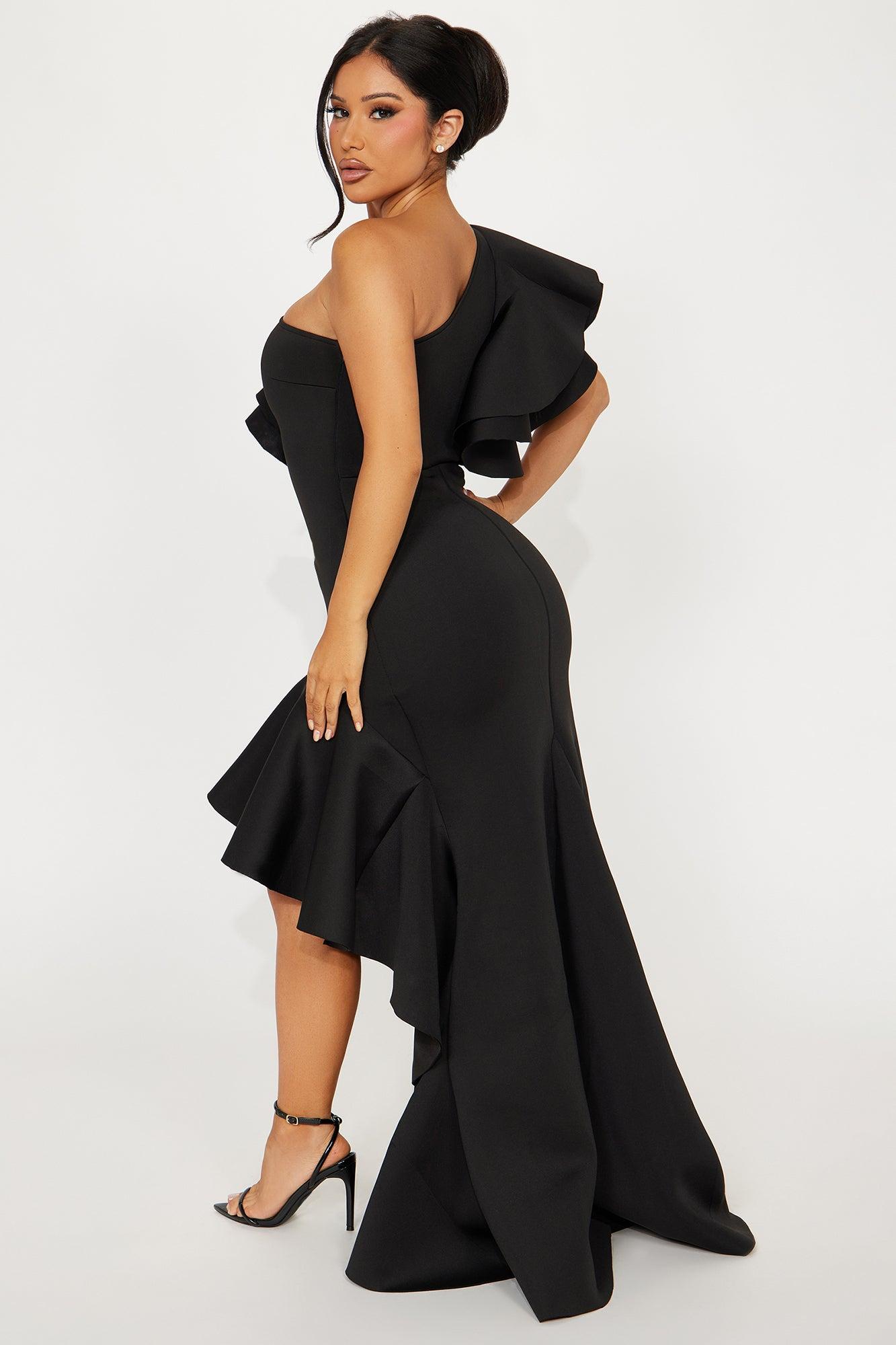 Claire Ruffle Maxi Dress - Black Product Image