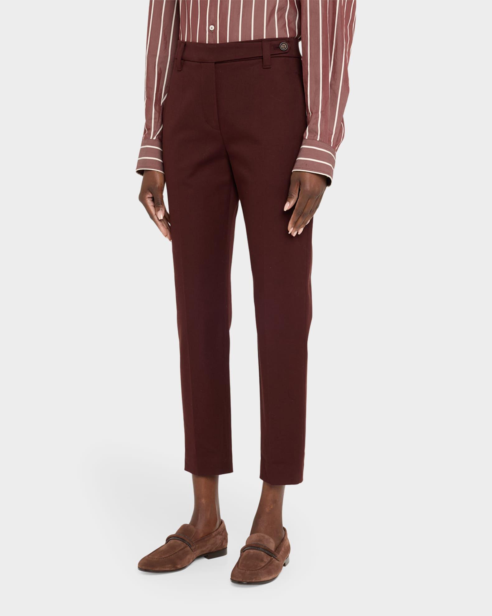 Cotton Twill Slim-Leg Ankle Pants Product Image