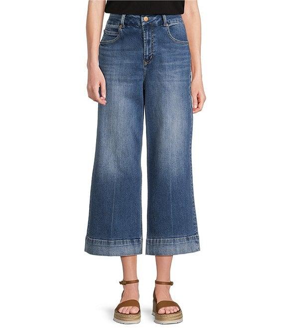Dear John Audrey High Rise Wide Leg Tonal Wide Hem Cropped Jeans Product Image