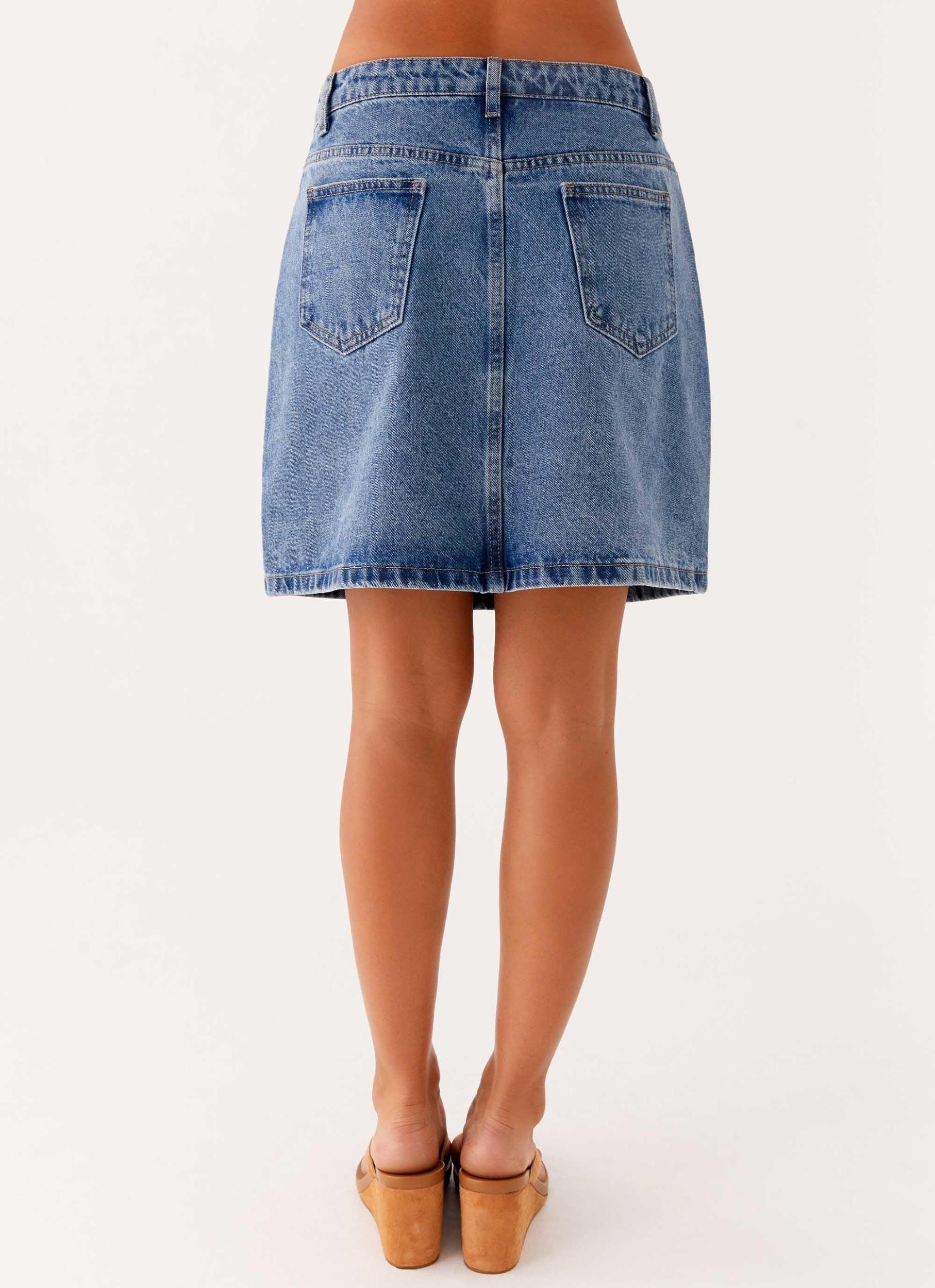 Stella Low Rise Mini Skirt - Blue Product Image