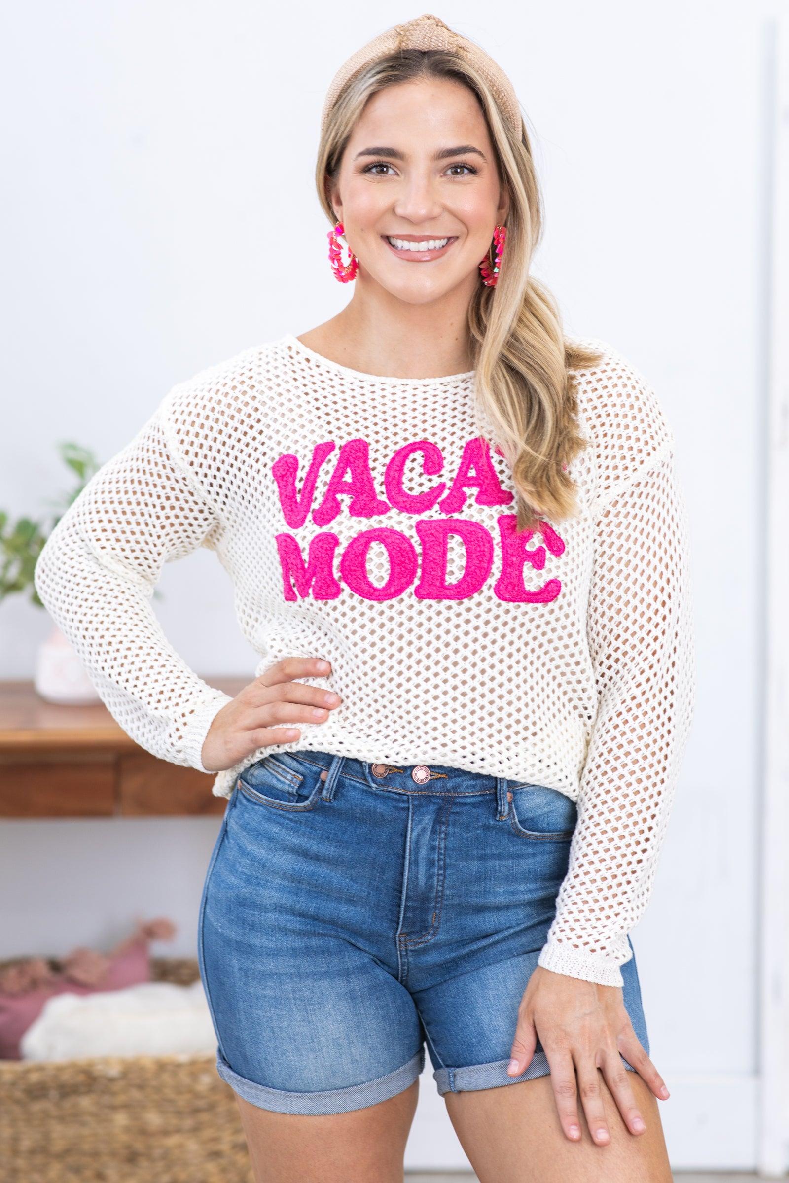 Cream Pointelle Vacay Mode Knit Top Product Image