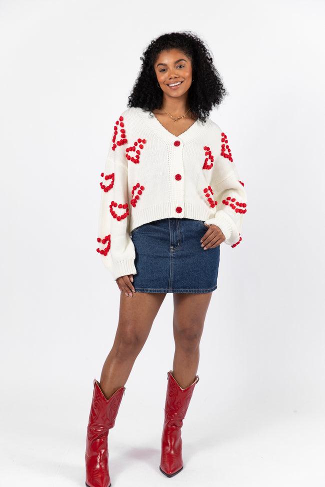Better Together Ivory Heart Embroidered Cardigan FINAL SALE Product Image