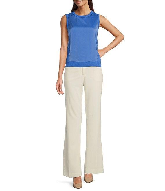 DKNY by Donna Karan Crew Neck Sleeveless Mix Media Top Product Image