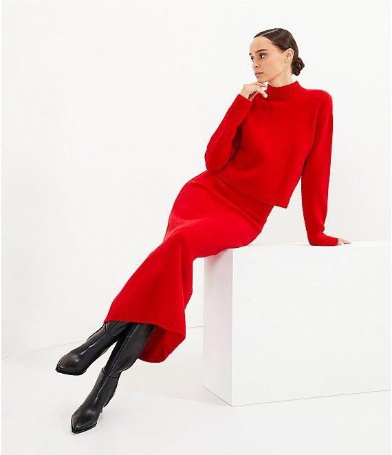 Le' AL.X Mohair Wool Blend Knit High Rise Sheath Maxi Coordinating Sweater Skirt Product Image