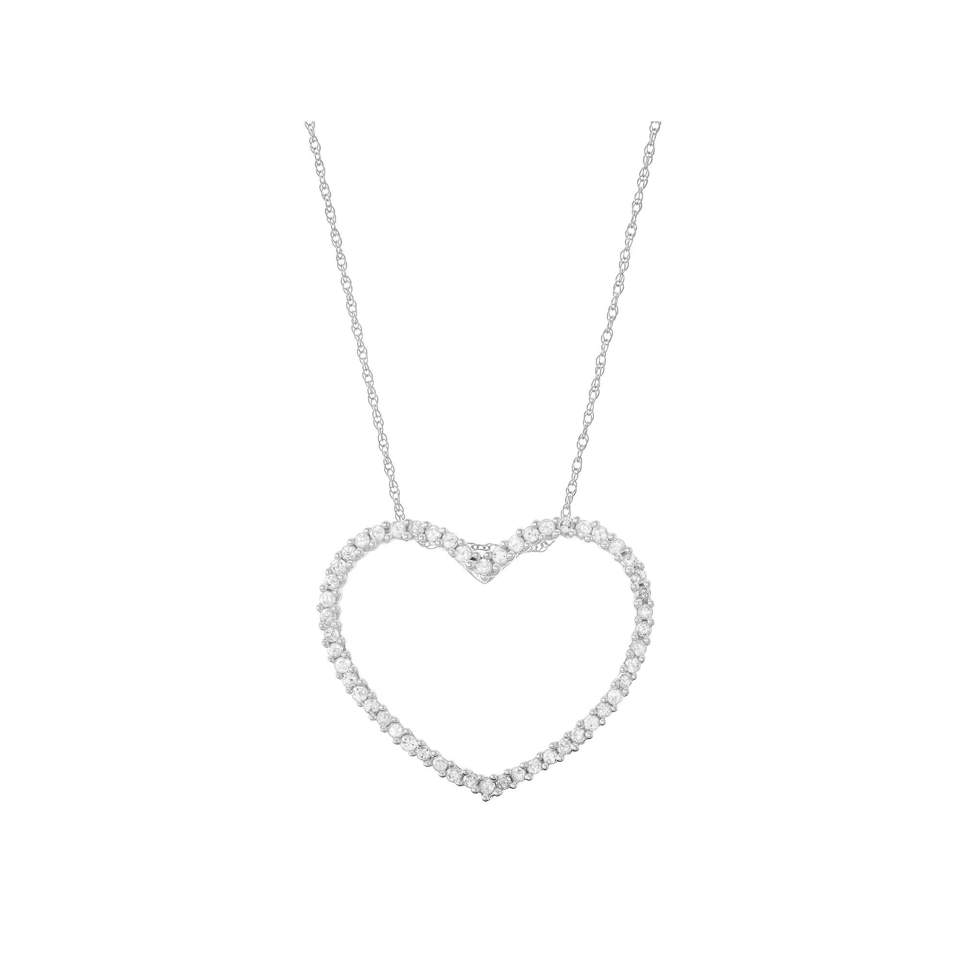 10k White Gold 1/2 Carat T.W. Diamond Heart Pendant Necklace, Women's, Size: 18" Product Image