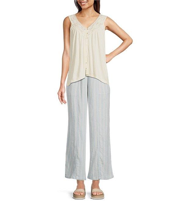 Lucky Brand Striped Gauze Wide Leg Pants Product Image