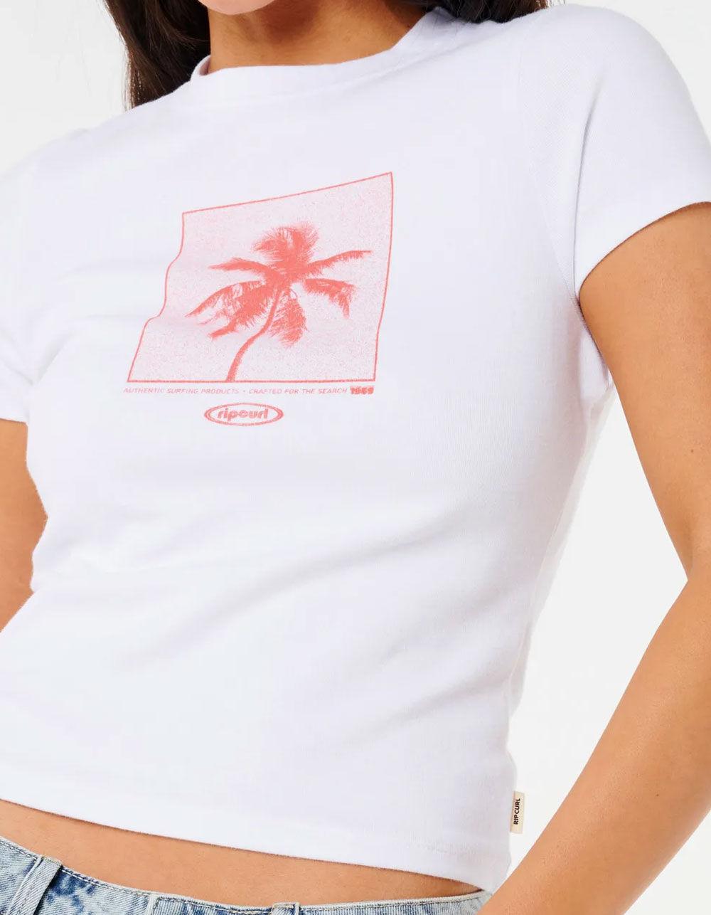 RIP CURL Neon Palm Womens Fitted Tee - WHITE Product Image