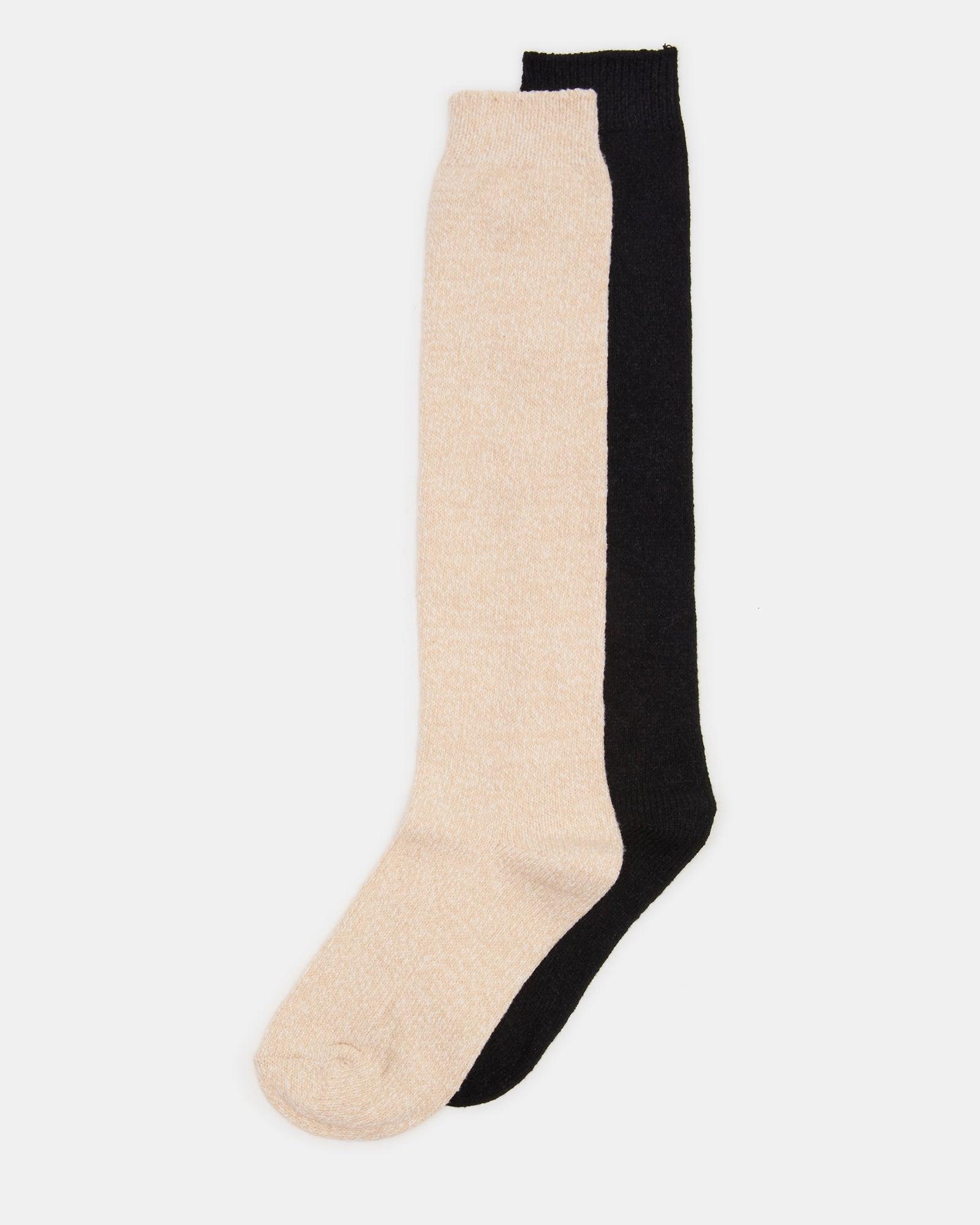 KNEE HIGH SOCKS BLACK/TAN Female Product Image