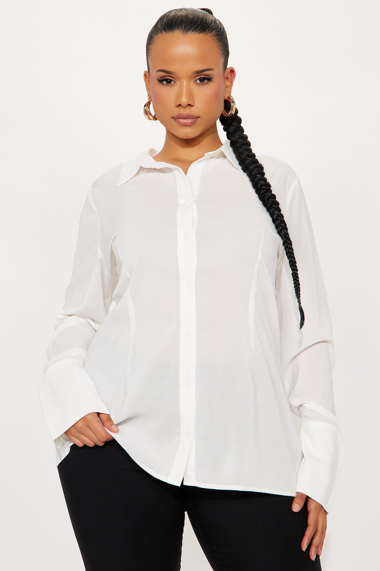 Out And About Chiffon Shirt - White Female Product Image