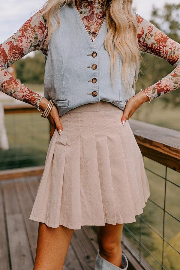 Spill It Pleated Skort In Light Beige Product Image