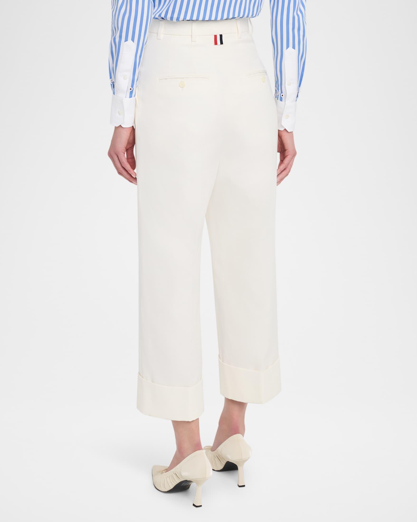 High-Rise Organic Cotton Canvas Straight-Leg Crop Trousers Product Image