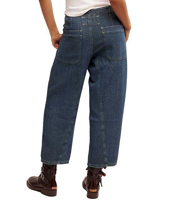 Free People Midnight Voyage Mid Rise Straight Leg Cropped Harem Style Jeans Product Image