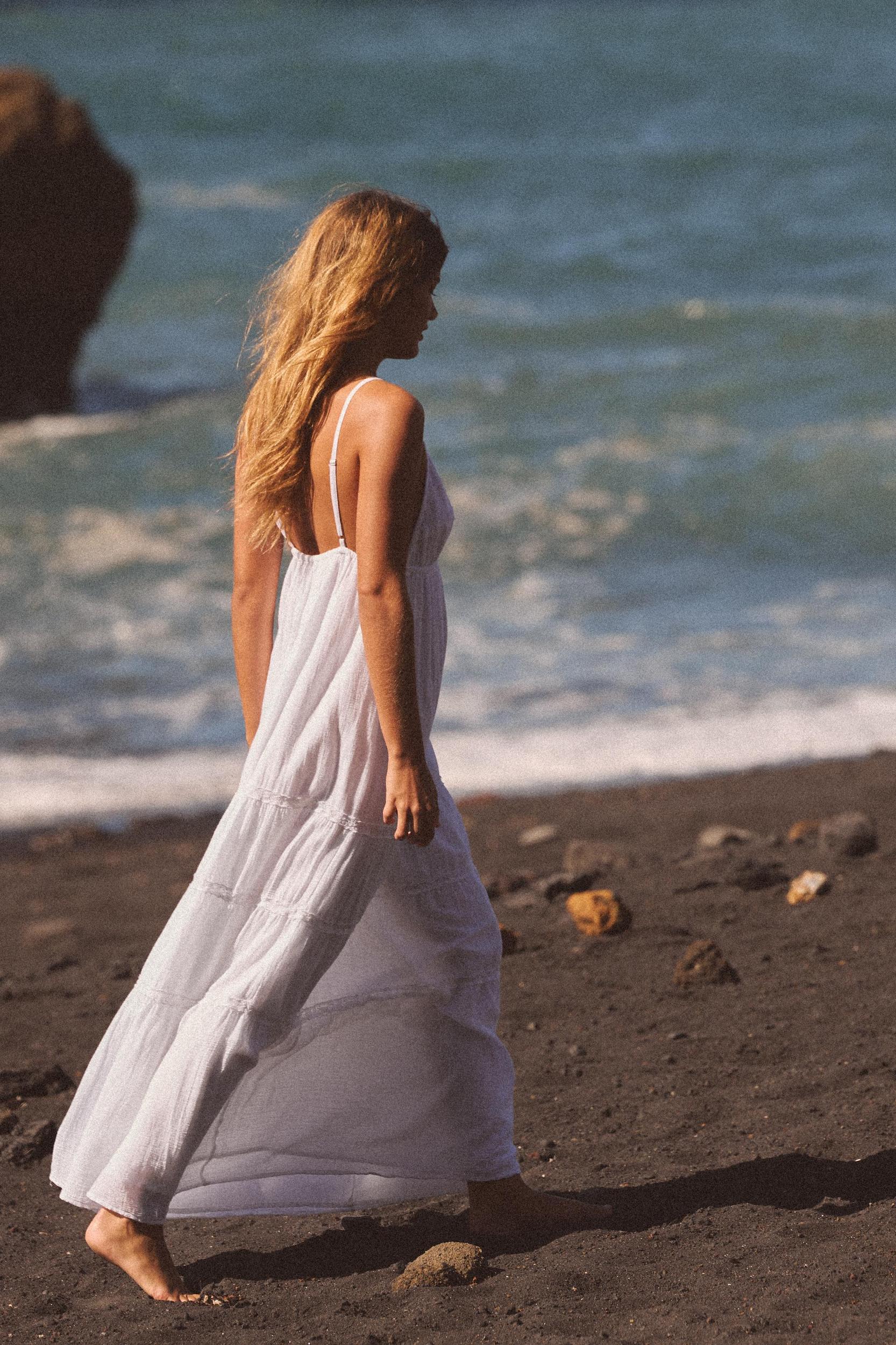 EMBROIDERED GAUZE MIDI DRESS Product Image