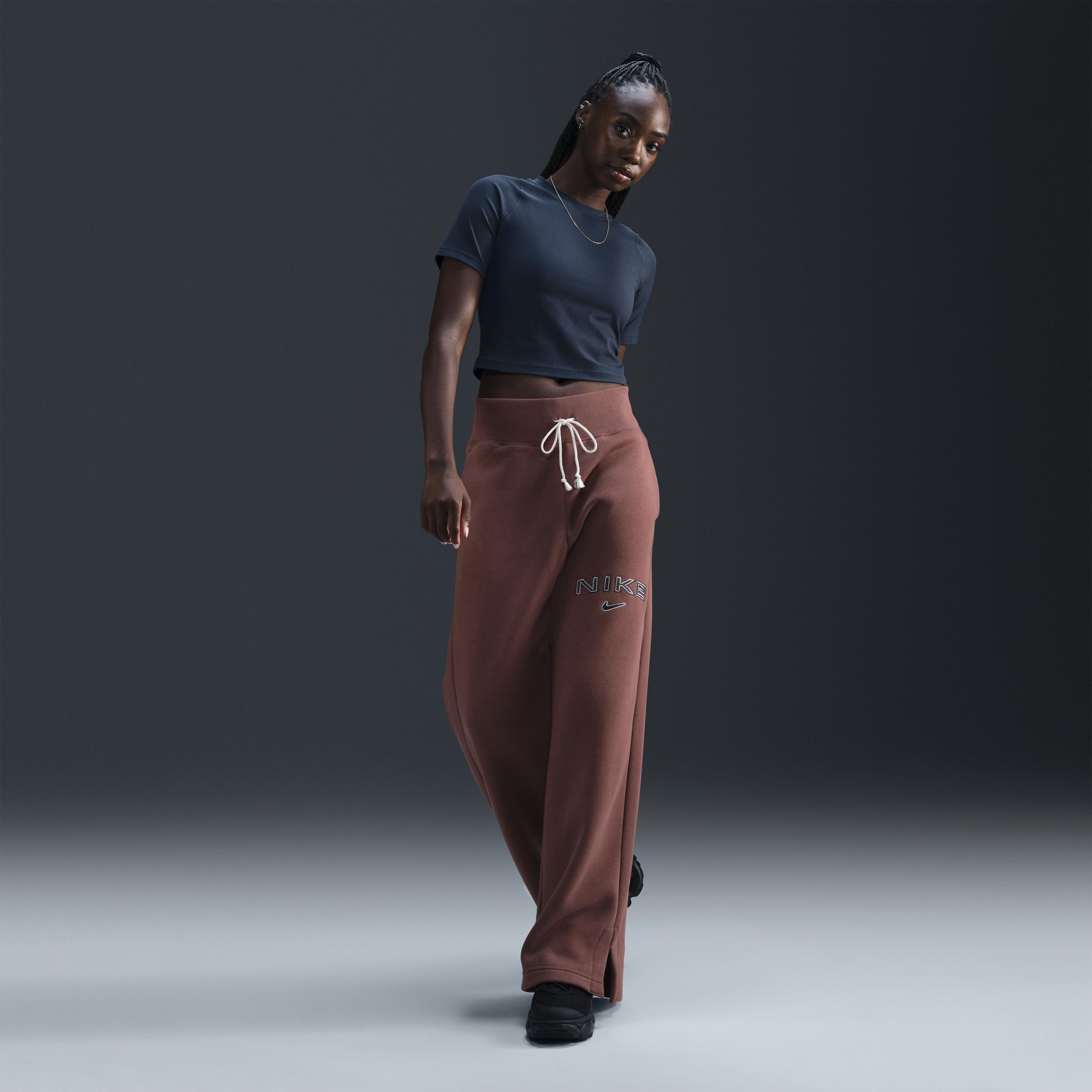 Women's Nike Sportswear Phoenix Fleece High-Waisted Wide-Leg Logo Pants Product Image
