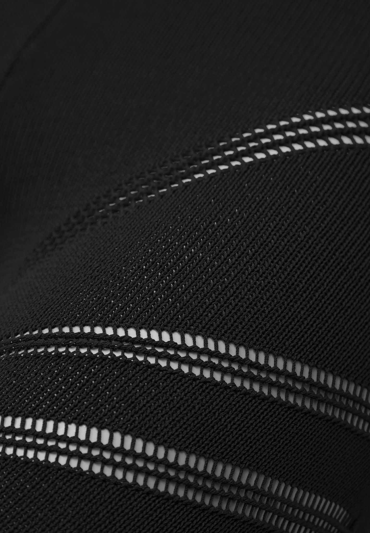 High Waisted Knitted Spiral Contour Leggings - Black Female Product Image