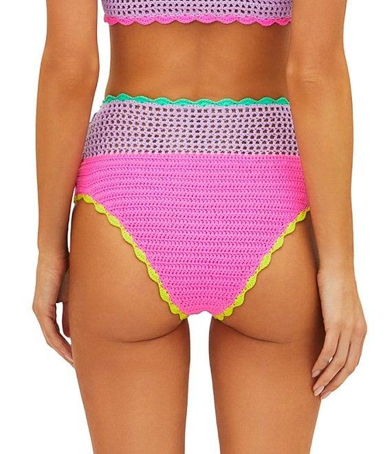 Beach Riot Wyatt Crochet Colorblock High Waisted Swim Bottom Product Image