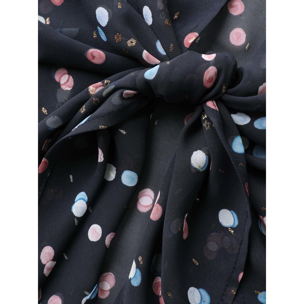 Plus Size Chiffon Sheer Polka Dots Wrap Kimono Women BlackFlower See through Loose Everyday-Elegant Kimonos BloomChic 12/L Product Image