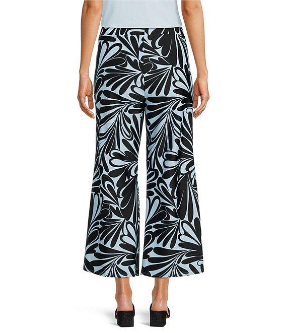 Jude Connally Trixie Decorative Fan Print Stretch Knit Wide Leg Cropped Coordinating Pull-On Pants Product Image