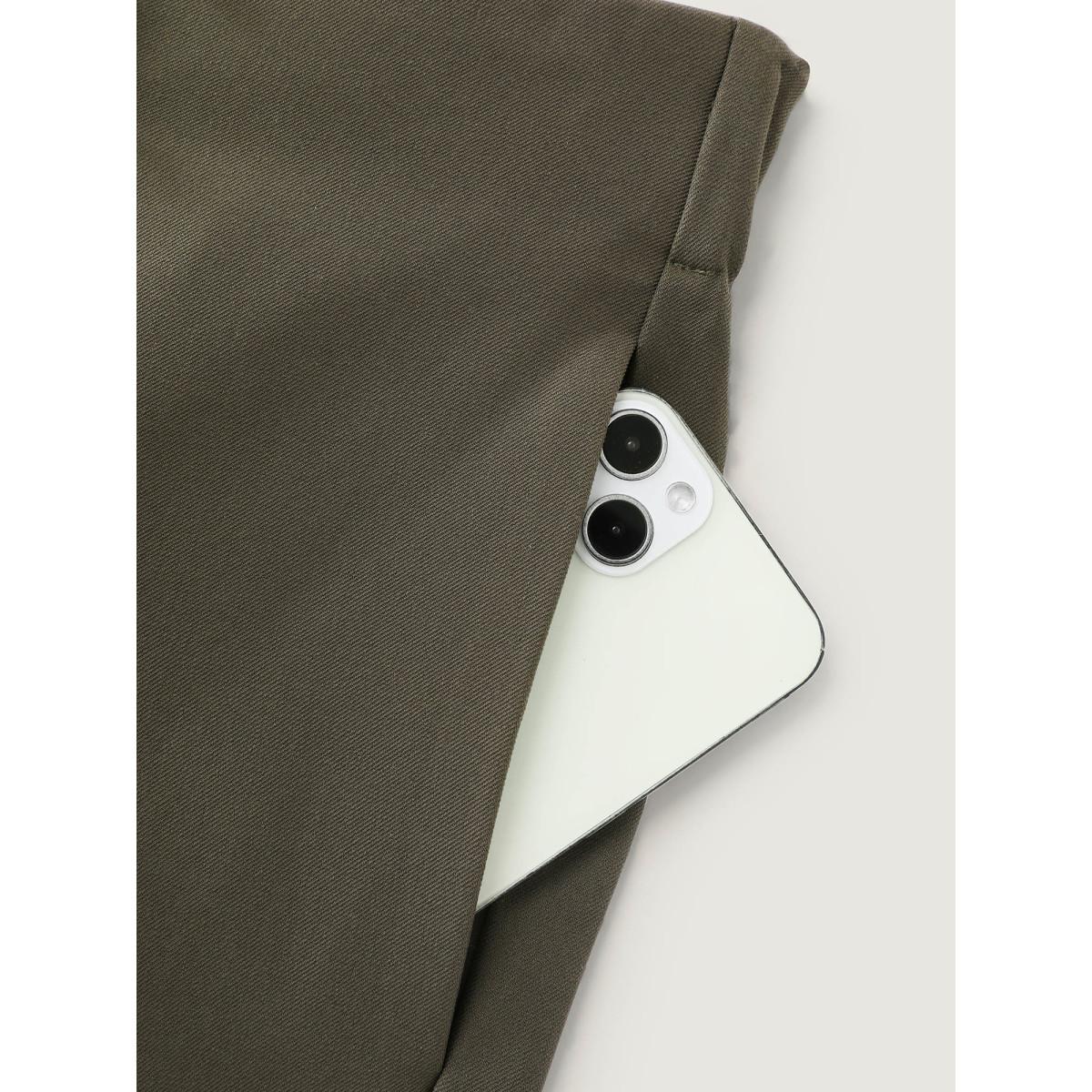 Plus Size Stretchy Back Waistband Wide-Leg Pants Women ArmyGreen Office Straight Leg Mid Rise Office Pants BloomChic 12/L Product Image