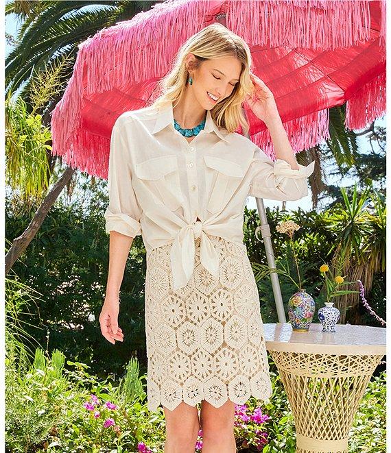Karen Kane Hexagon Squares Crochet Skirt Product Image