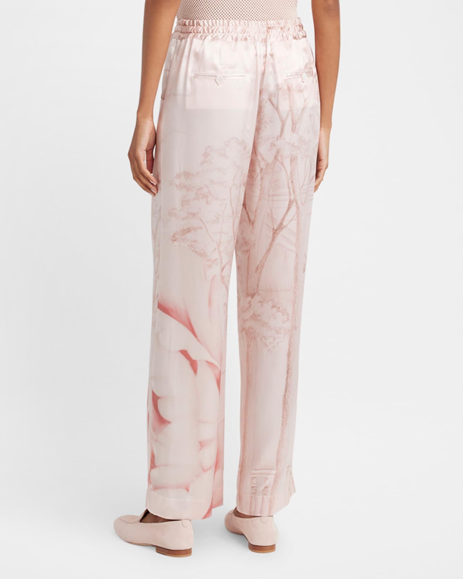 Wide-Leg Silk Drawstring Pants Product Image