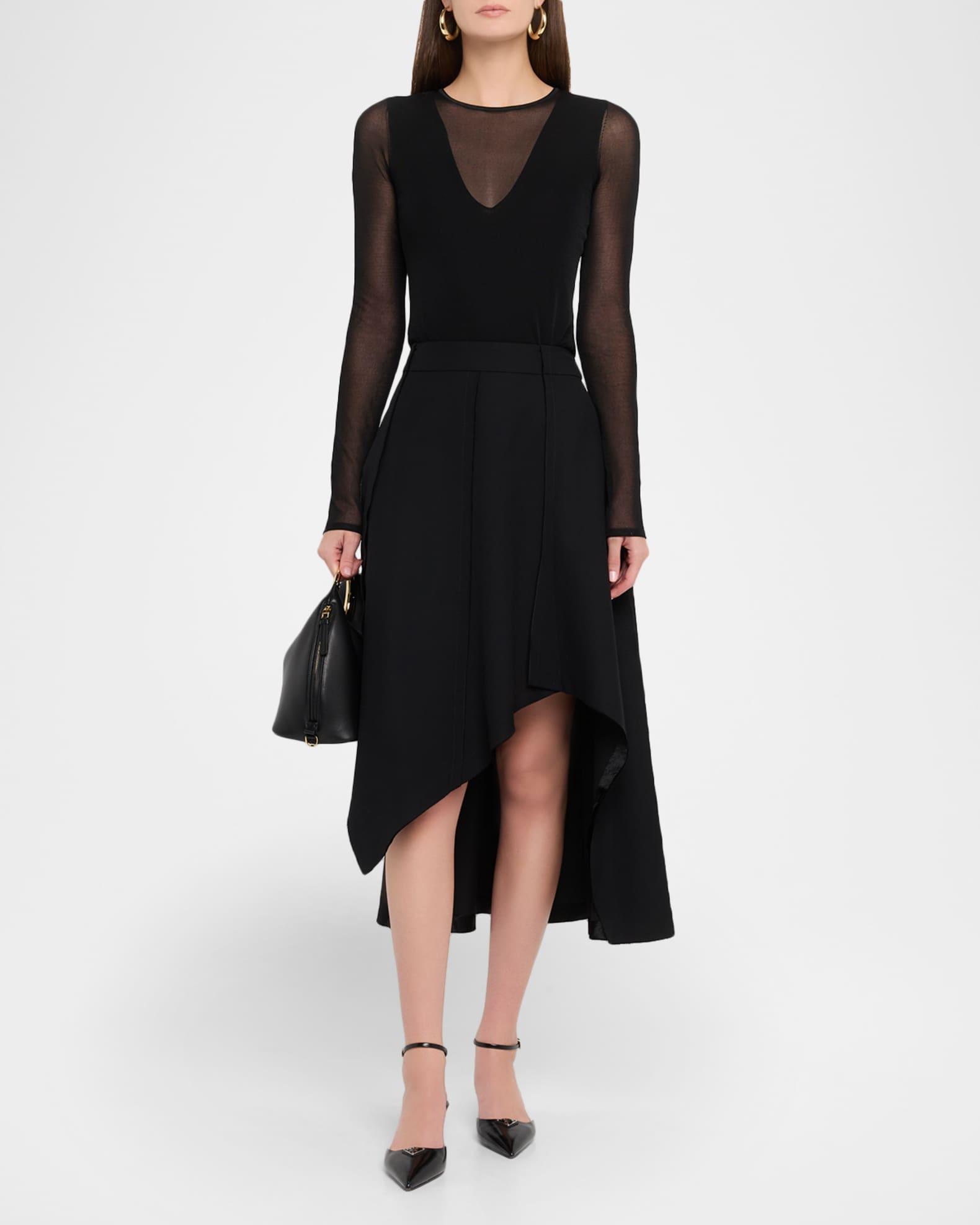 V-Neck Long-Sleeve Sheer Knit Top Product Image