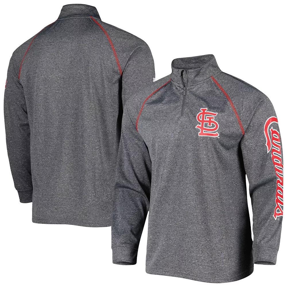 Men's Stitches Heather Gray St. Louis Cardinals Wordmark Raglan Quarter-Zip Top, Size: Small, Grey Product Image