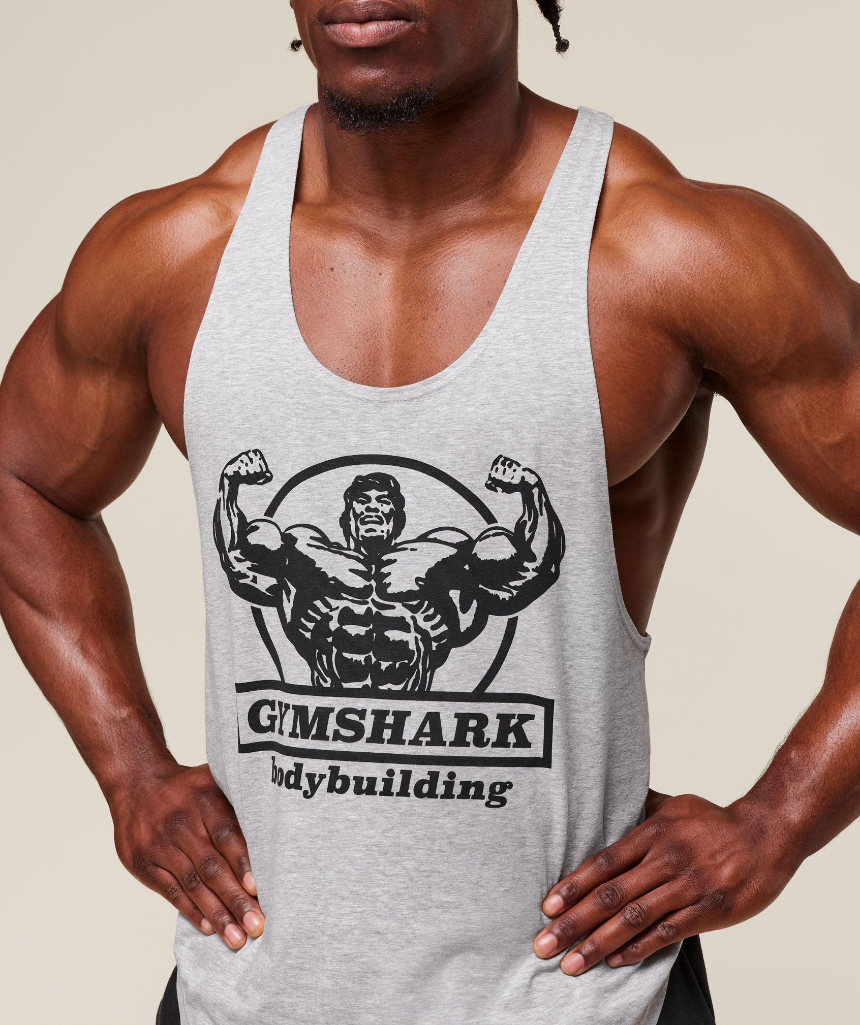 Gymshark Double Bicep Stringer - Light Grey Core Marl Male Product Image