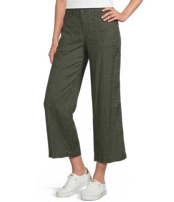 NYDJ Stretch Linen Blend High Rise Wide Leg Cargo Capri Pants Product Image