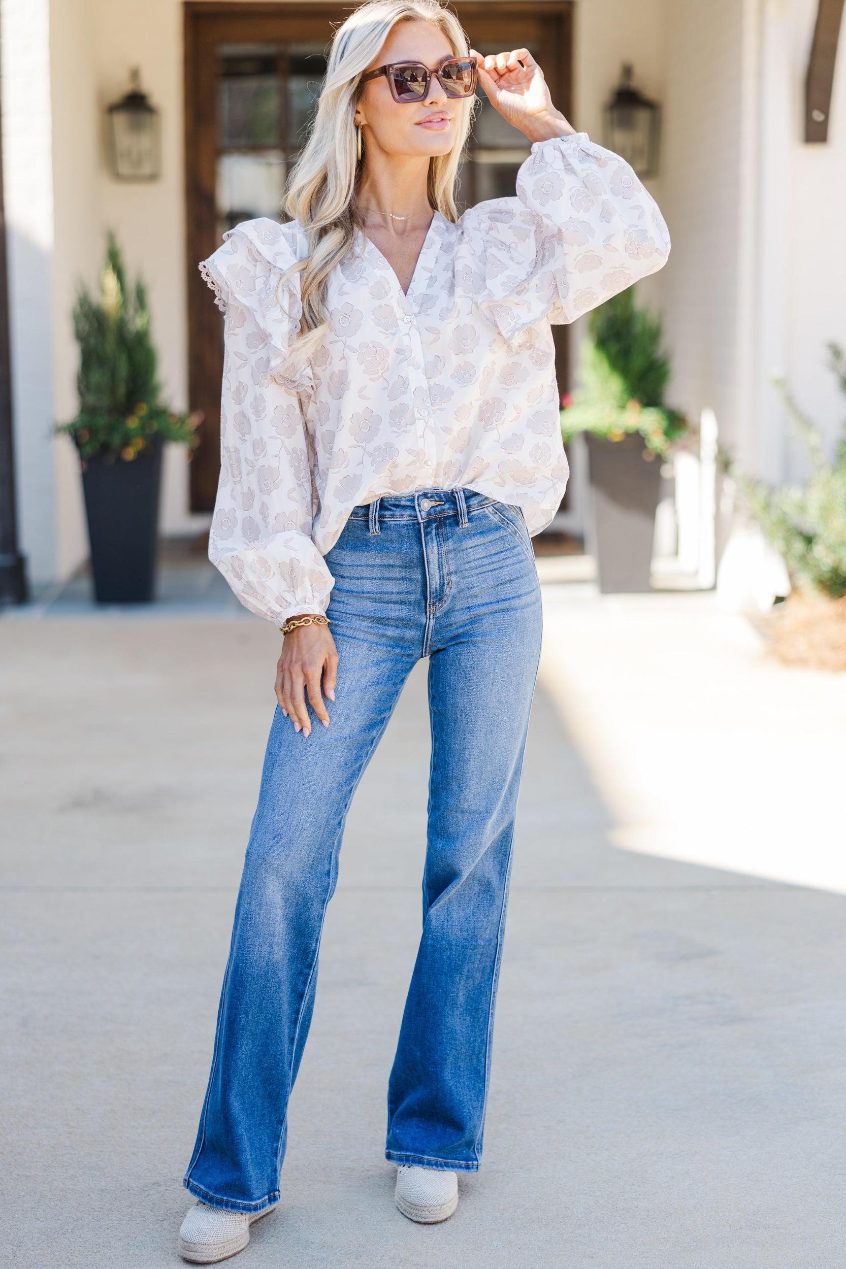 The Rendezvous Cream Floral Blouse Female Product Image