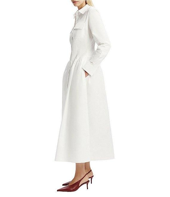Bardot Agatha Fitted Long Sleeve Drop Waist Maxi Shirt Dress Product Image