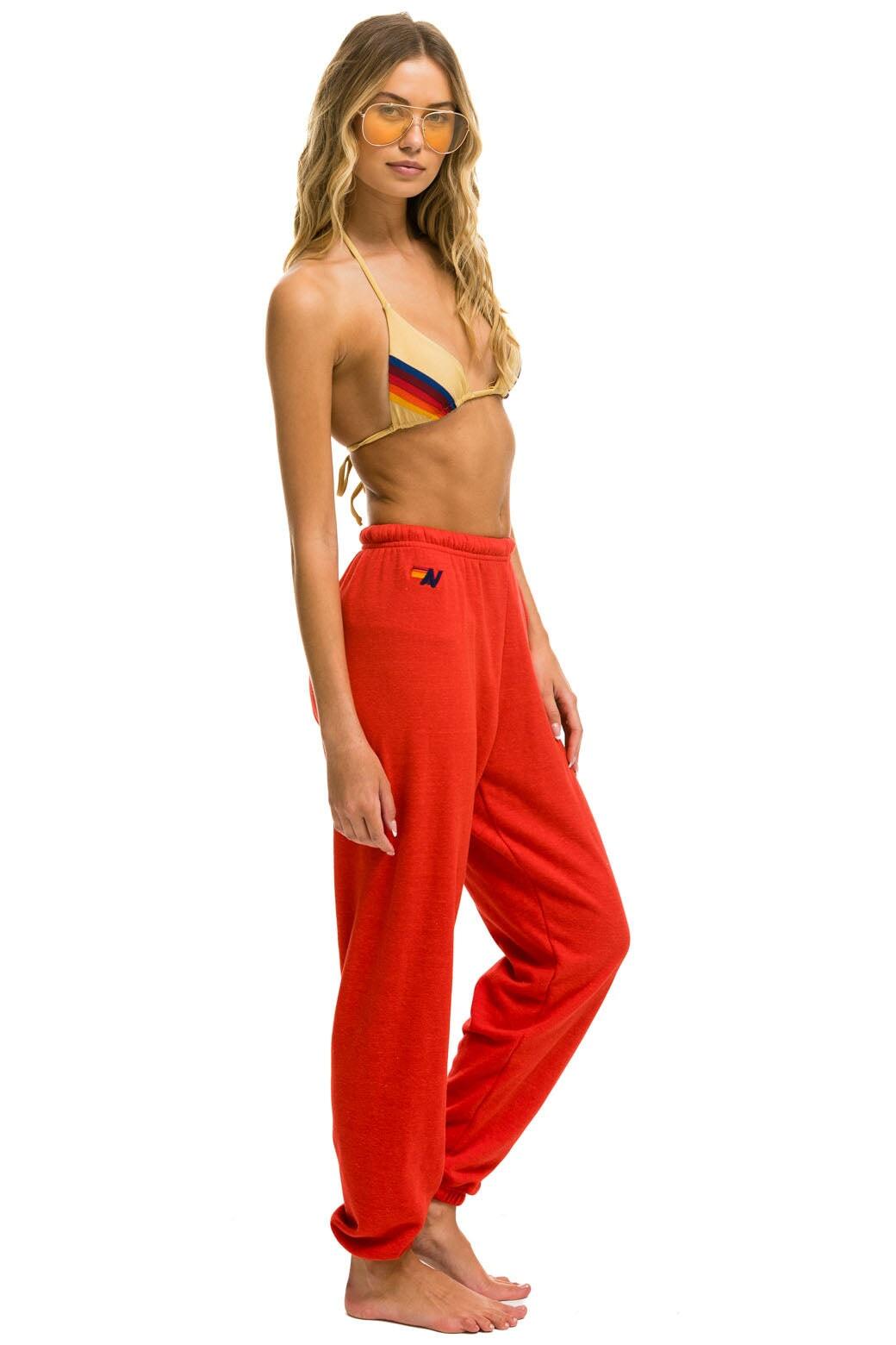 5 STRIPE SWEATPANTS - RED // NEON RAINBOW Female Product Image