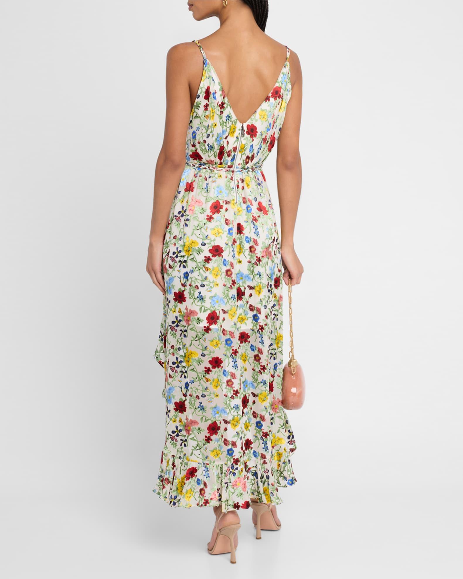 Tara Floral Cascading Ruffle Midi Dress Product Image