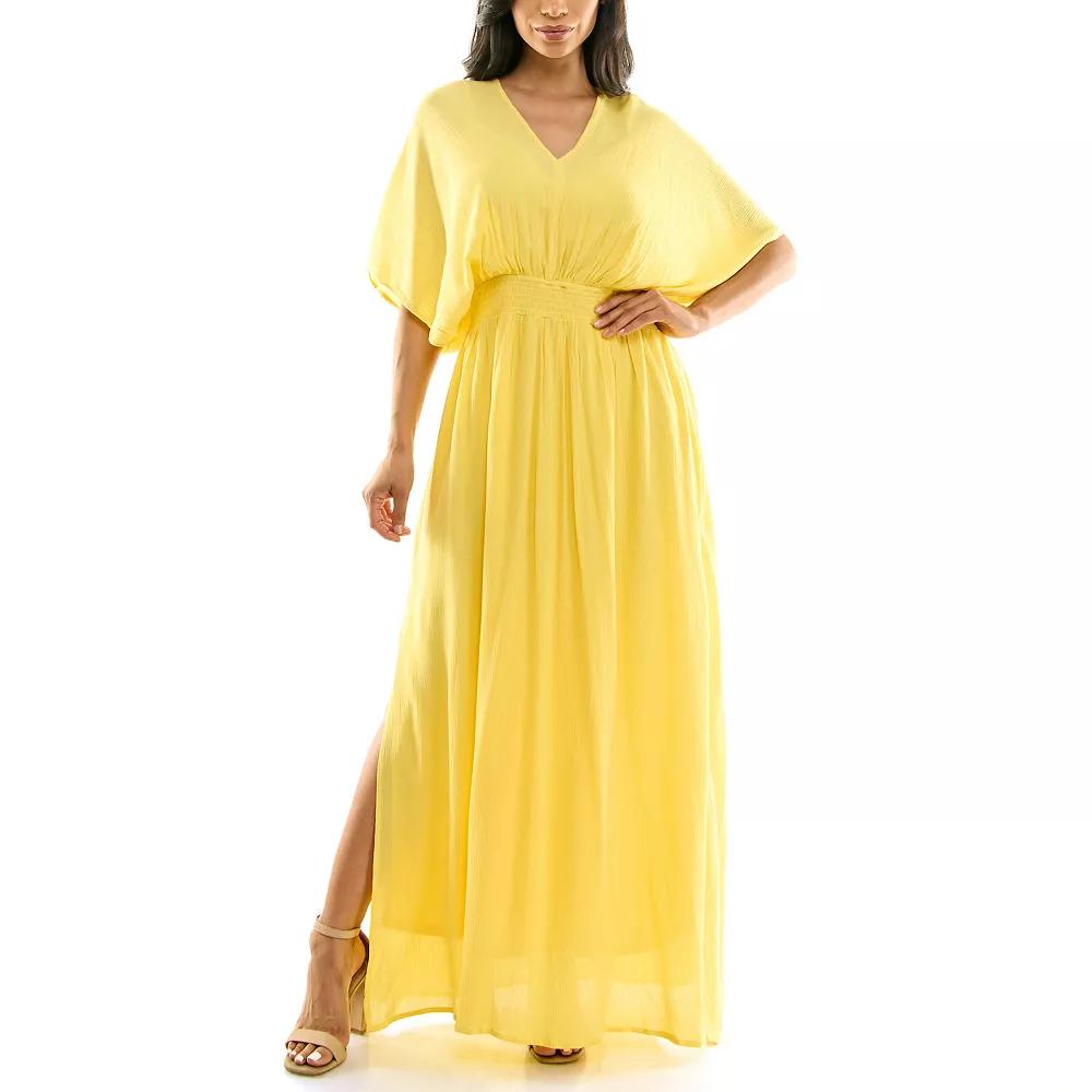 Women's Nina Leonard Smocked Maxi Dress,  Product Image