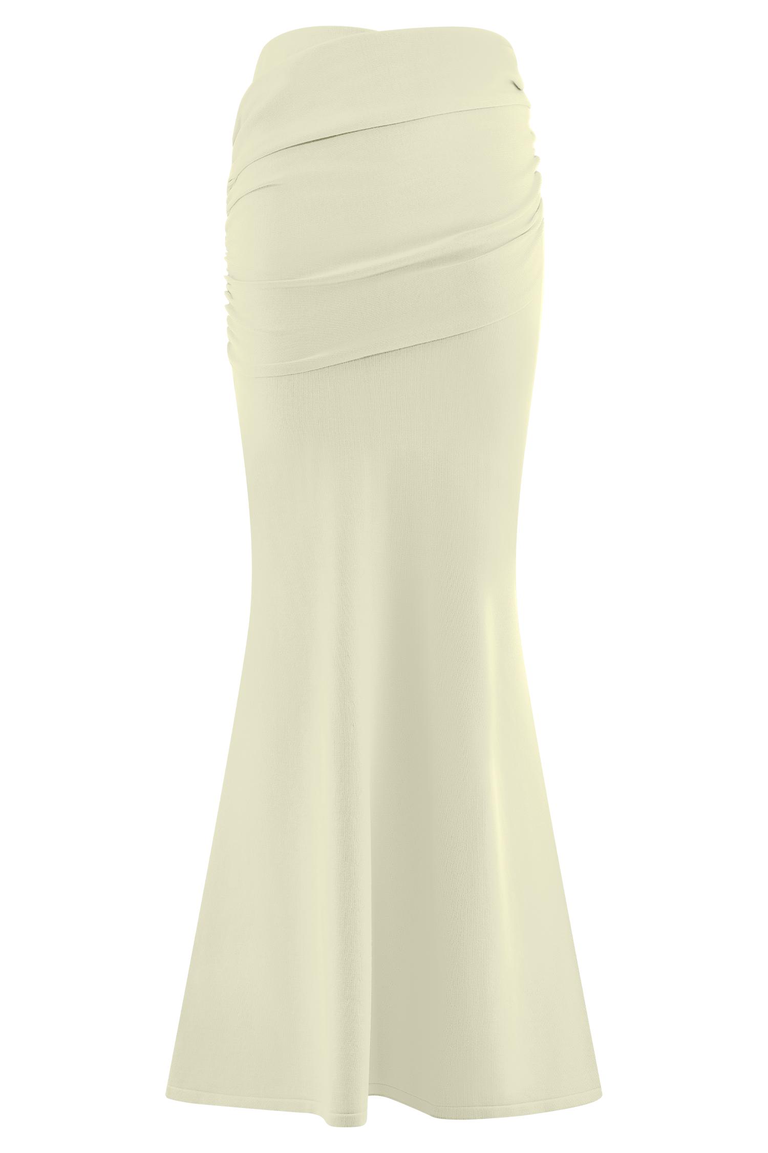 Irene Gathered Knit Maxi Skirt - Ivory Product Image