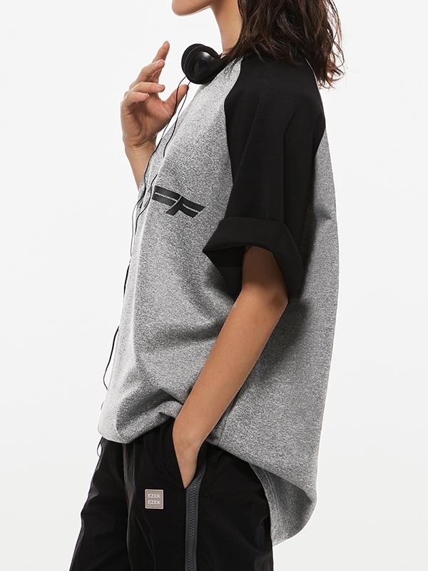 Letter Print Raglan Oversized Short Sleeve Tee Product Image