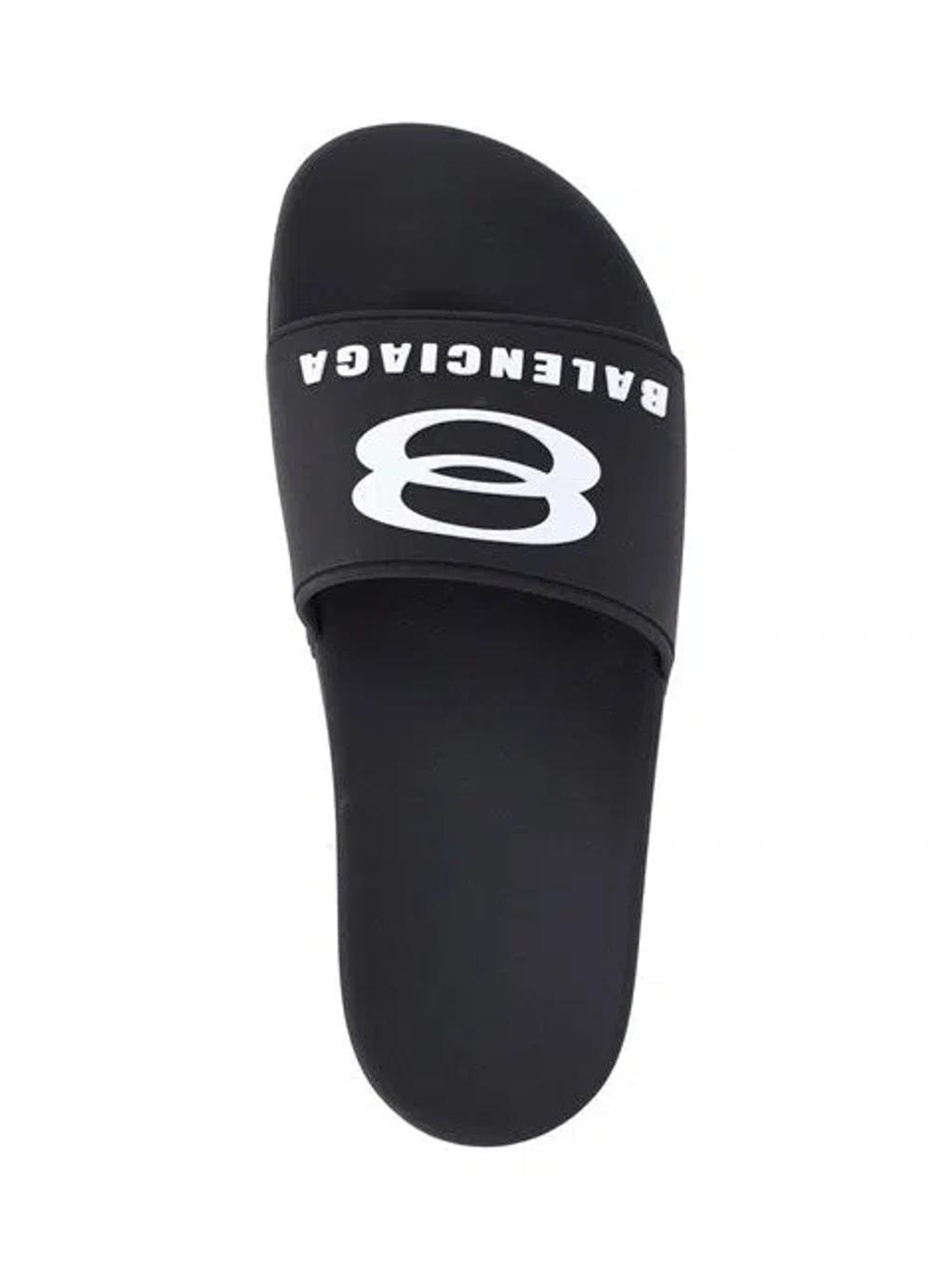 BALENCIAGA Rubber Slide Sandals For The Pool Men In Black White Product Image