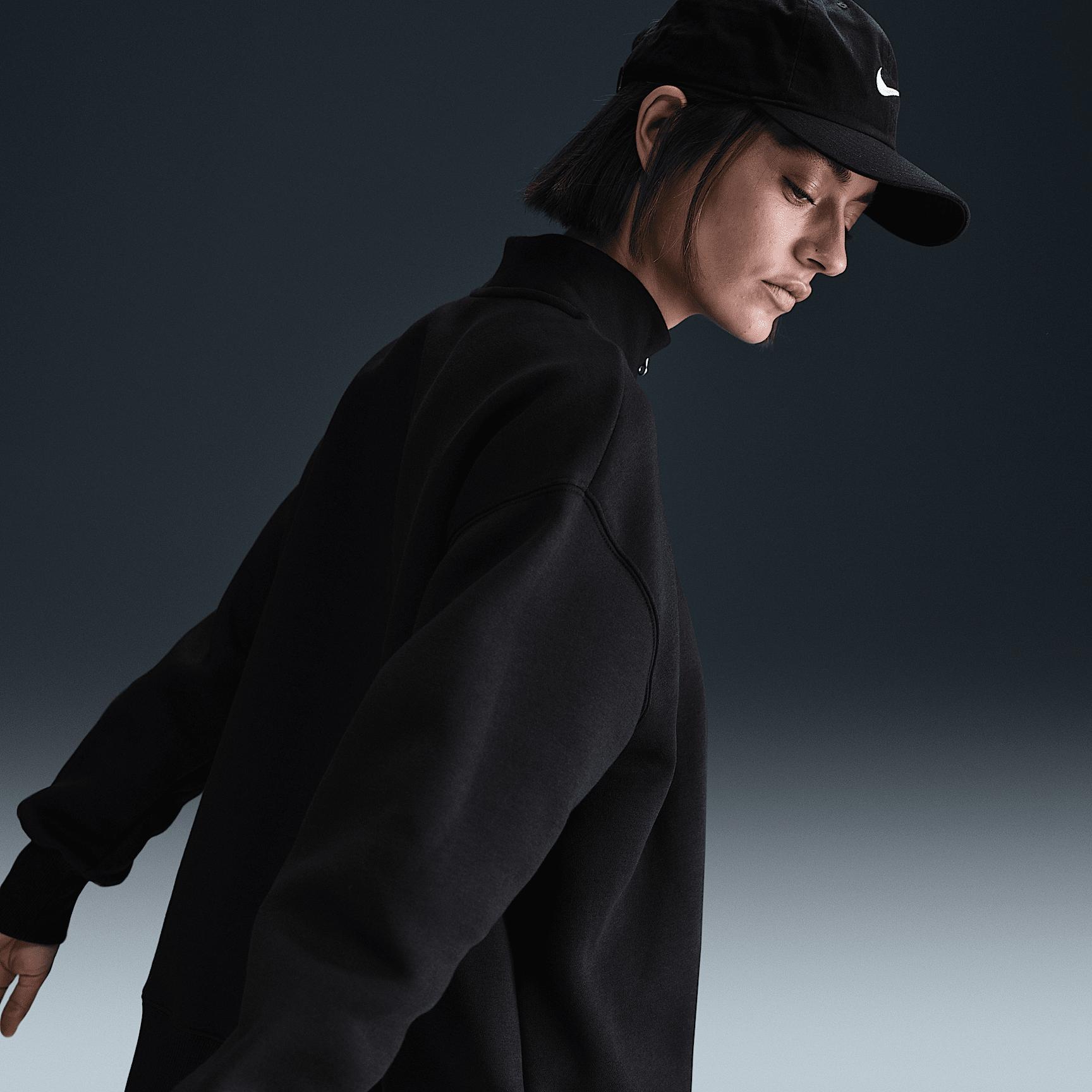 Womens Nike Sportswear Phoenix Fleece Oversized 1/4-Zip Long Sweatshirt | HJ0931-010 Product Image