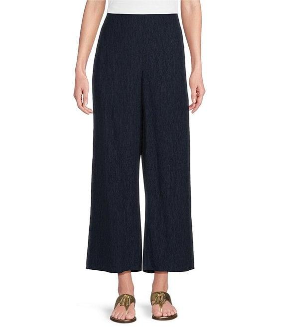 Eileen Fisher Crinkle Texture Plisse Wide Leg Ankle Pants Product Image